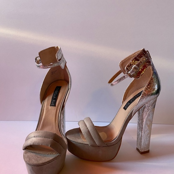 Izabella Rue baby blue foil platforms - Picture 5 of 7